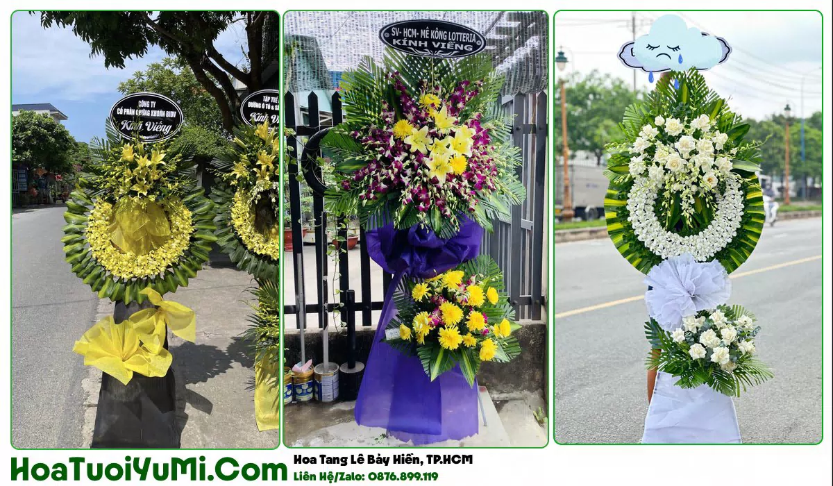 Vòng hoa viếng đám tang tại Phường Bảy Hiền