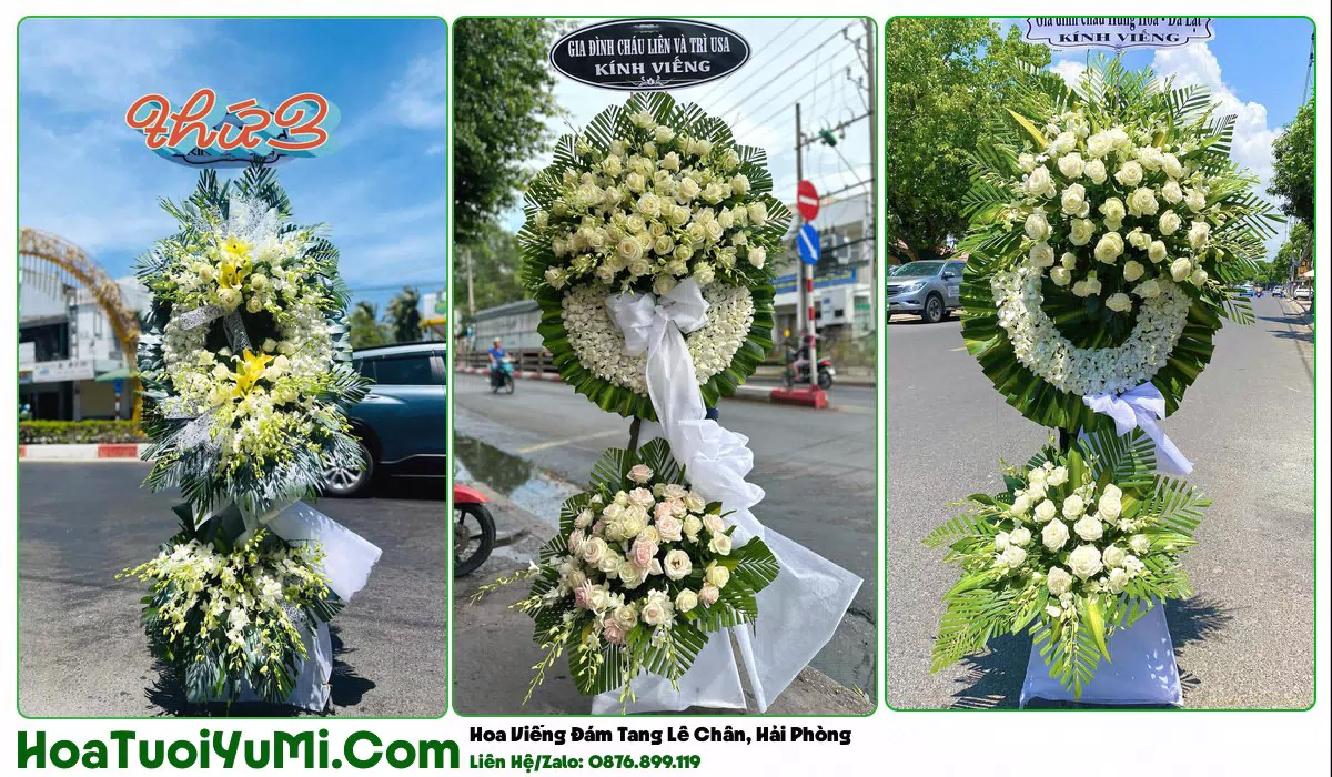 Vòng hoa viếng đám tang tại Phường Lê Chân