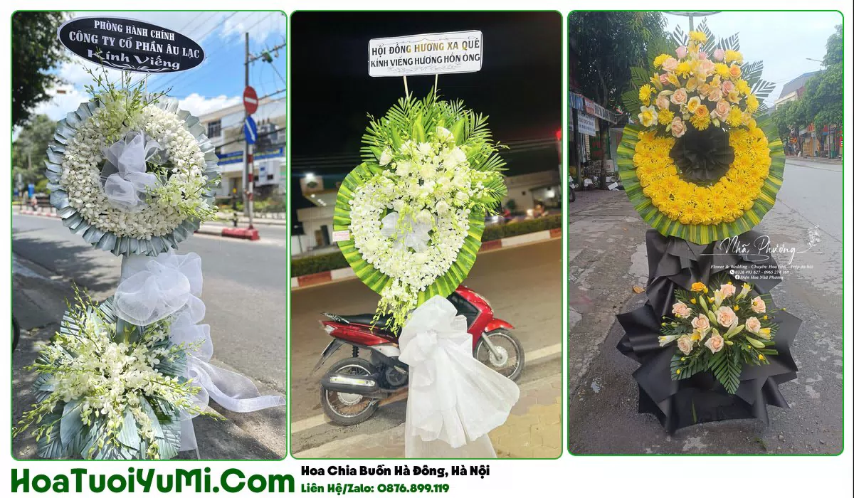 Vòng hoa viếng đám tang tại Phường Hà Đông