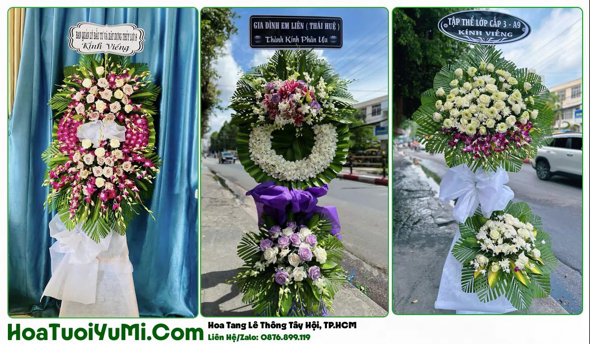 Vòng hoa viếng tang lễ tại Phường Thông Tây Hội, TP.HCM