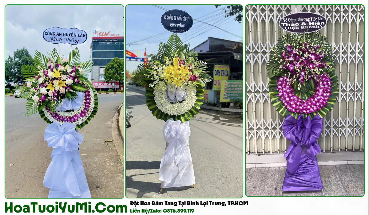 Vòng hoa viếng đám tang tại Phường Bình Lợi Trung, TP.HCM