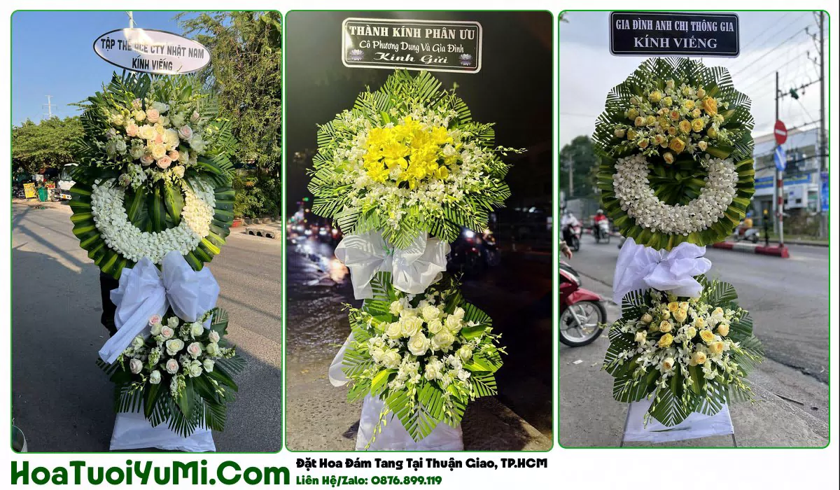 Vòng hoa viếng đám tang tại Phường Thuận Giao
