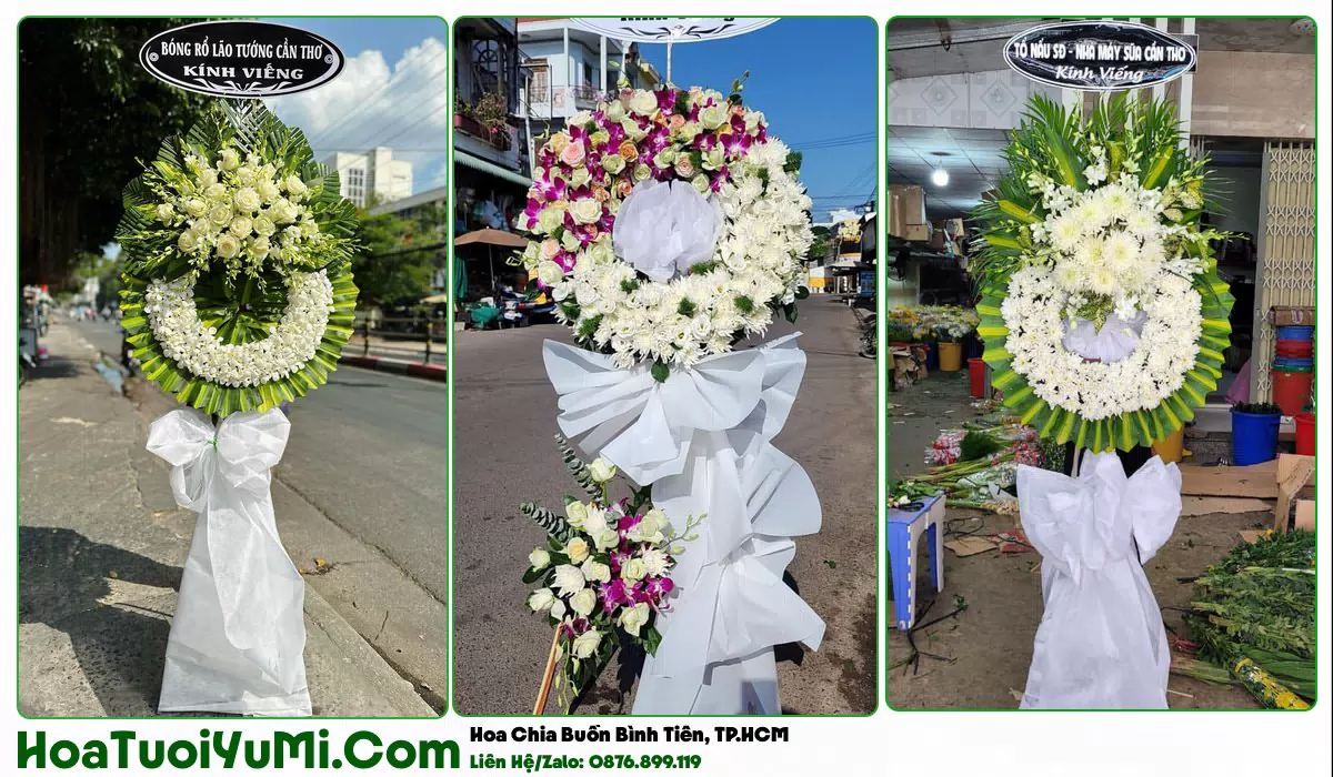 Vòng hoa viếng đám tang tại Phường Bình Tiên