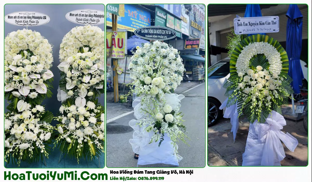 Vòng hoa viếng tại Phường Giảng Võ, Hà Nội