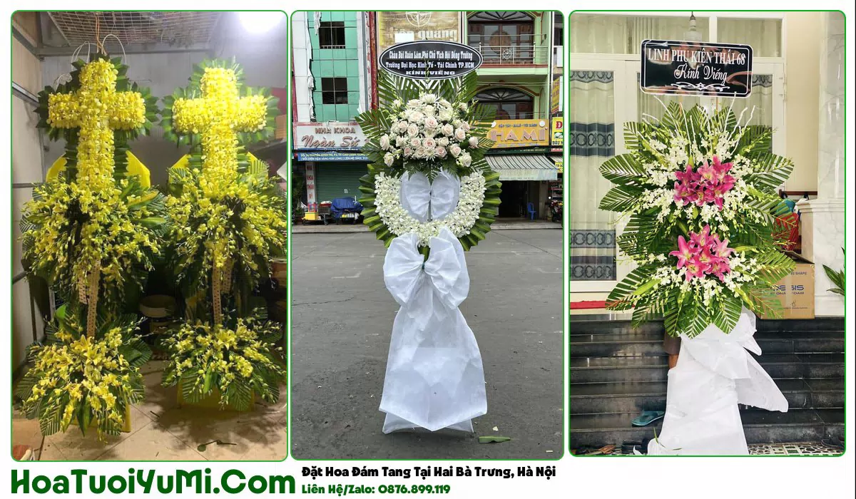 Vòng hoa viếng đám tang tại Phường Hai Bà Trưng