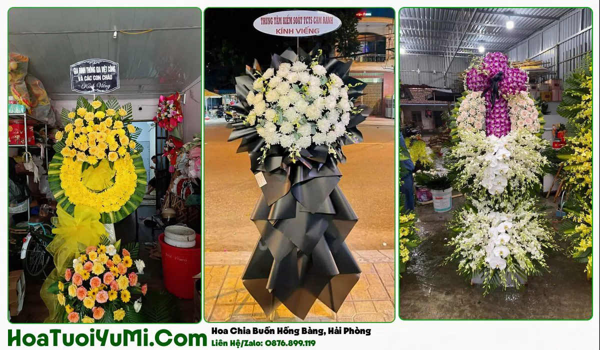 Vòng hoa viếng đám tang tại Phường Hồng Bàng