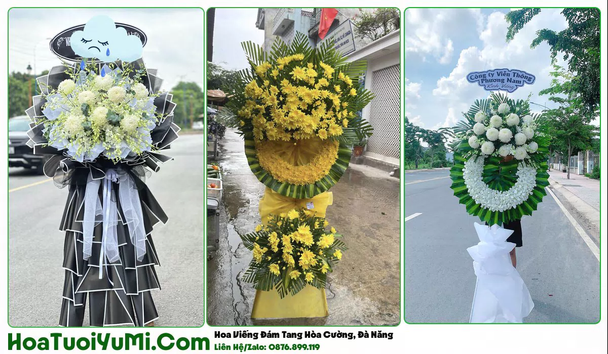Vòng hoa viếng đám tang tại Phường Hòa Cường