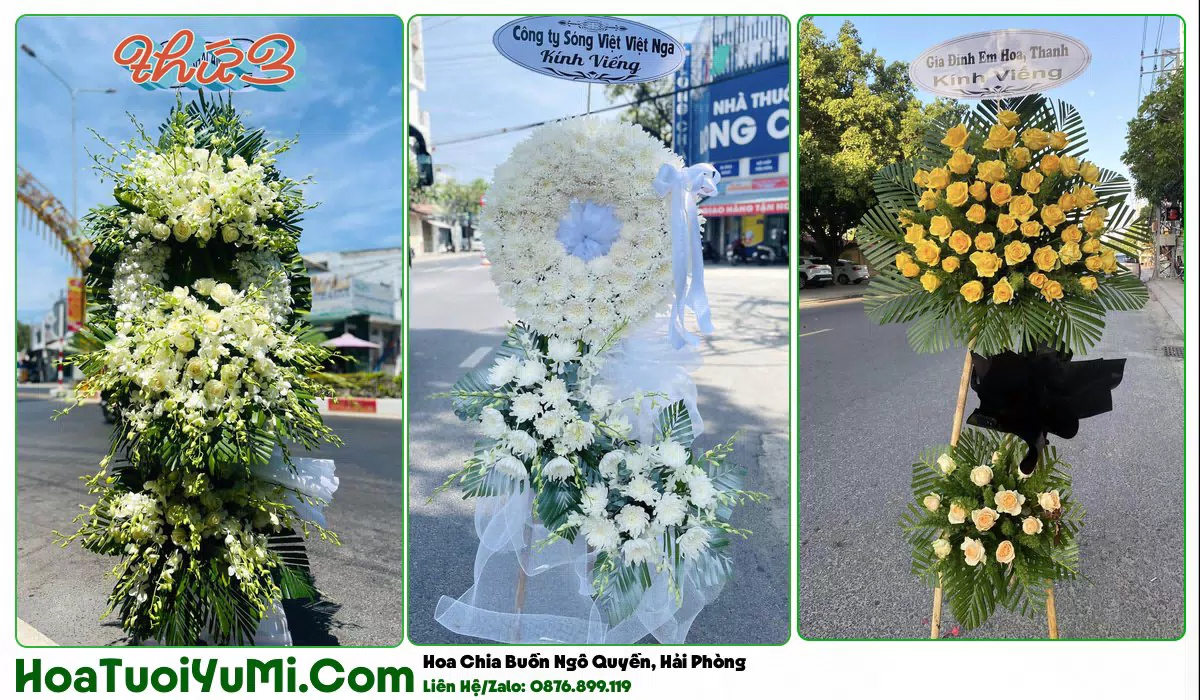 Vòng hoa viếng tại Phường Ngô Quyền, Hải Phòng