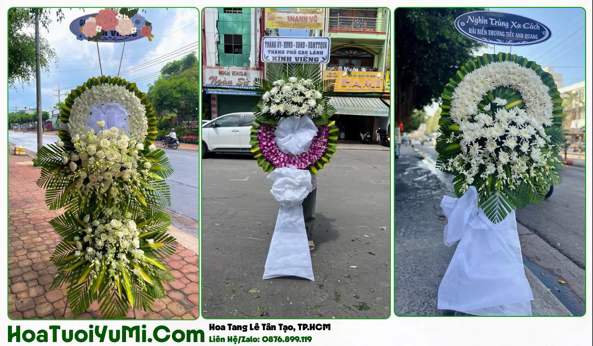 Vòng hoa viếng đám tang tại Phường Tân Tạo, TP.HCM