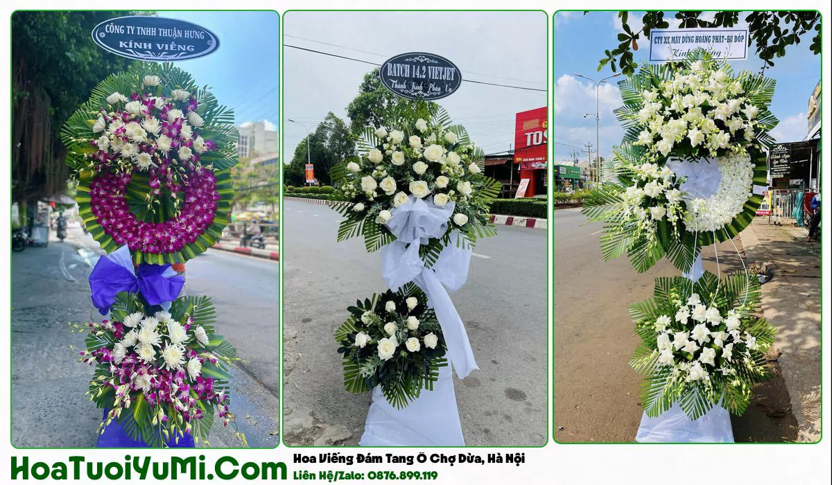 Kệ hoa viếng đám tang tại Phường Ô Chợ Dừa, Hà Nội