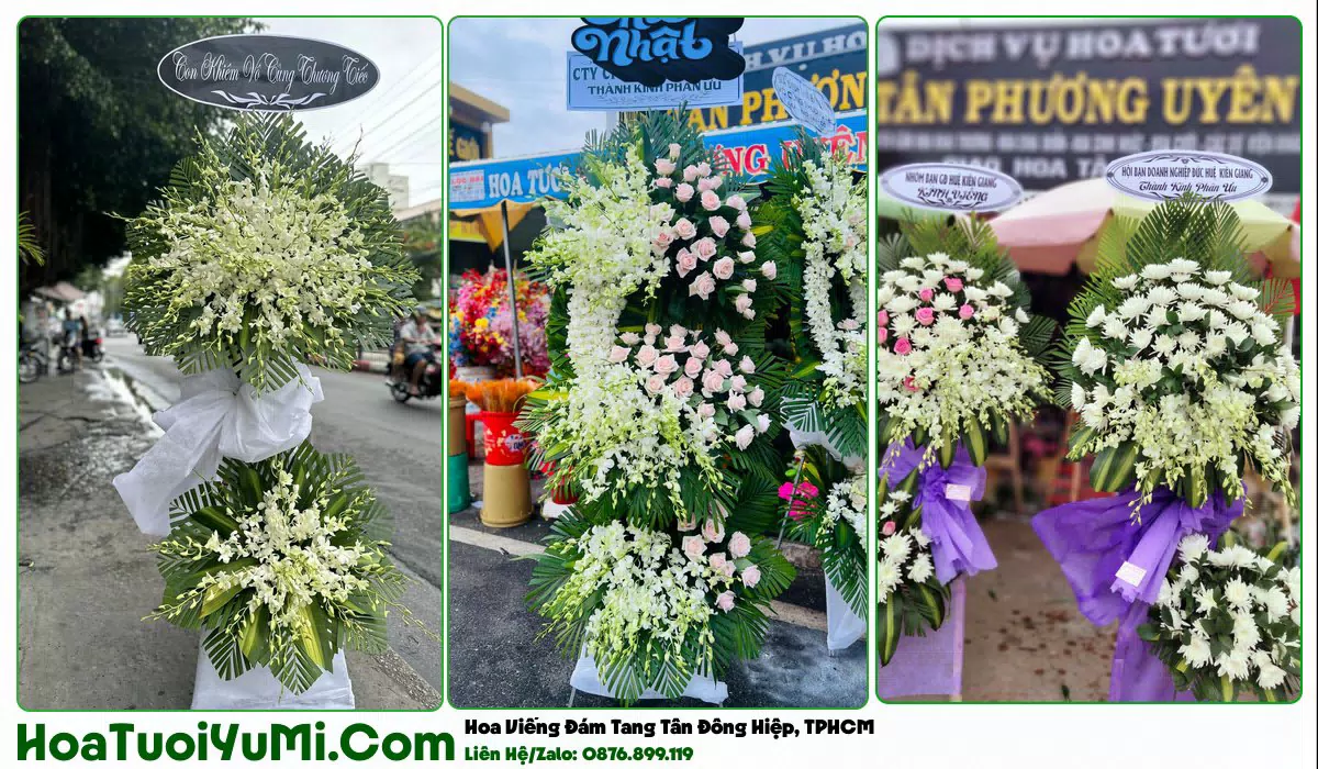 Vòng hoa viếng đám tang tại Phường Tân Đông Hiệp TP.HCM