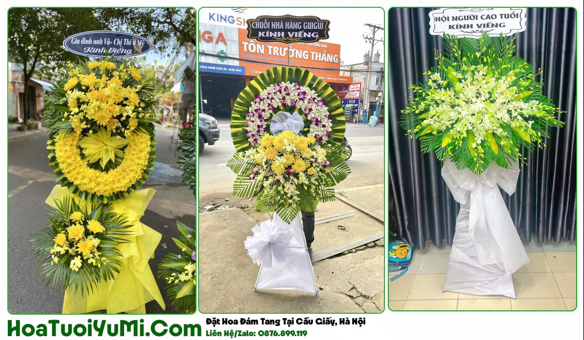 Vòng hoa viếng tang lễ tại Phường Cầu Giấy