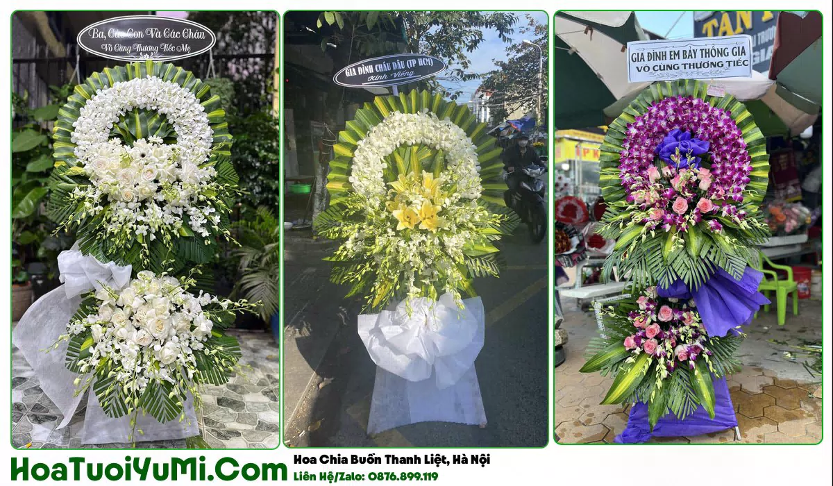 Vòng hoa viếng đám tang tại Phường Thanh Liệt, Hà Nội