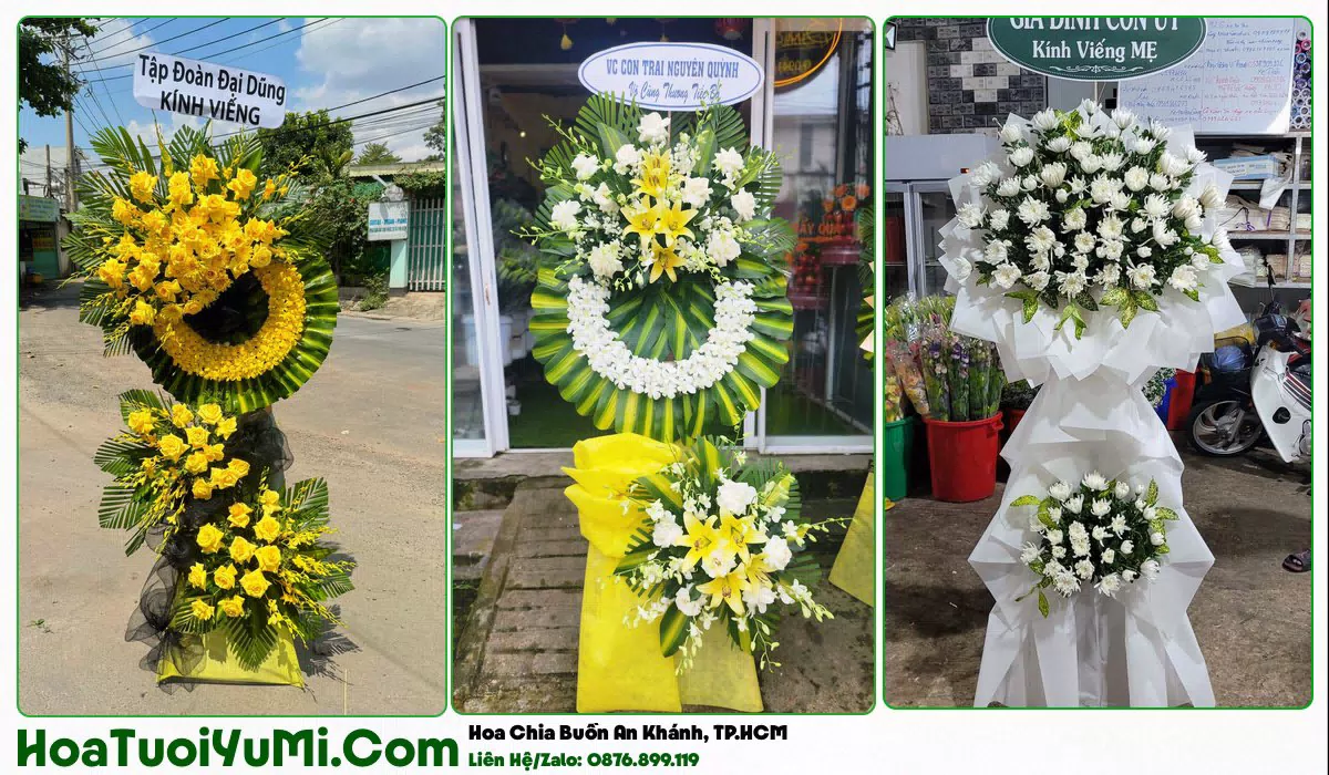 Kệ hoa tang lễ trắng vàng giao tại An Khánh, Thủ Đức