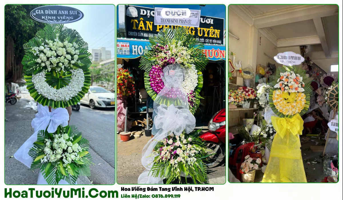 Vòng hoa viếng đám tang tại Phường Vĩnh Hội TP.HCM