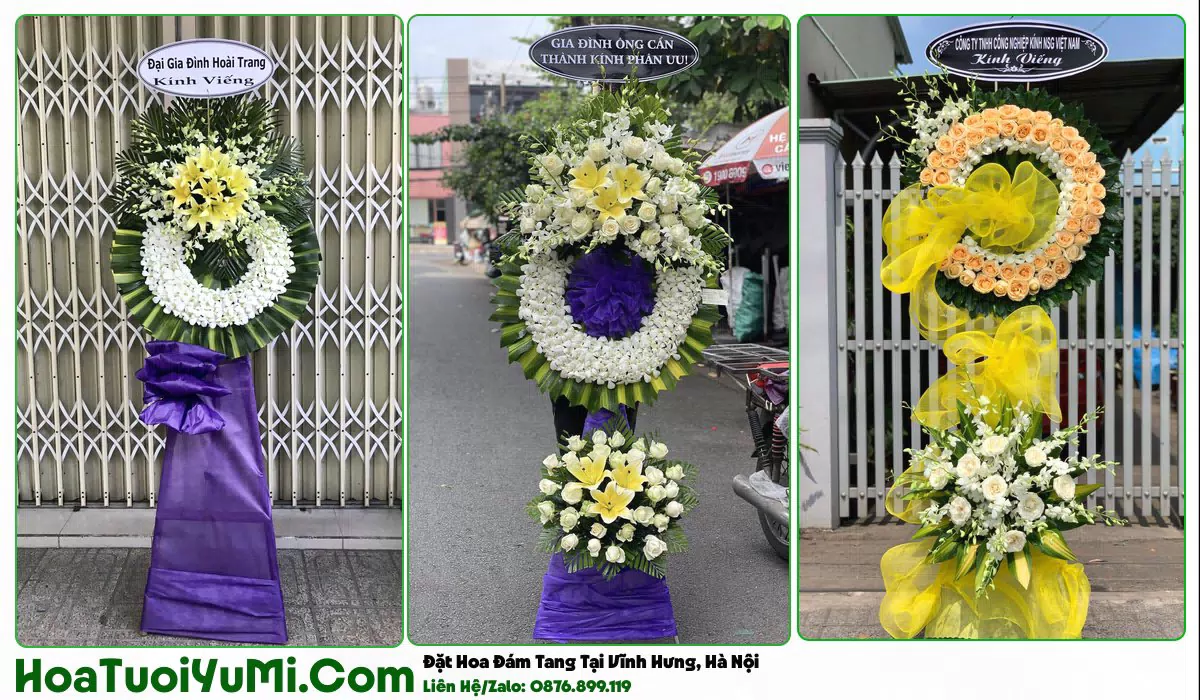 Vòng hoa viếng đám tang giao tại Phường Vĩnh Hưng, Hoàng Mai