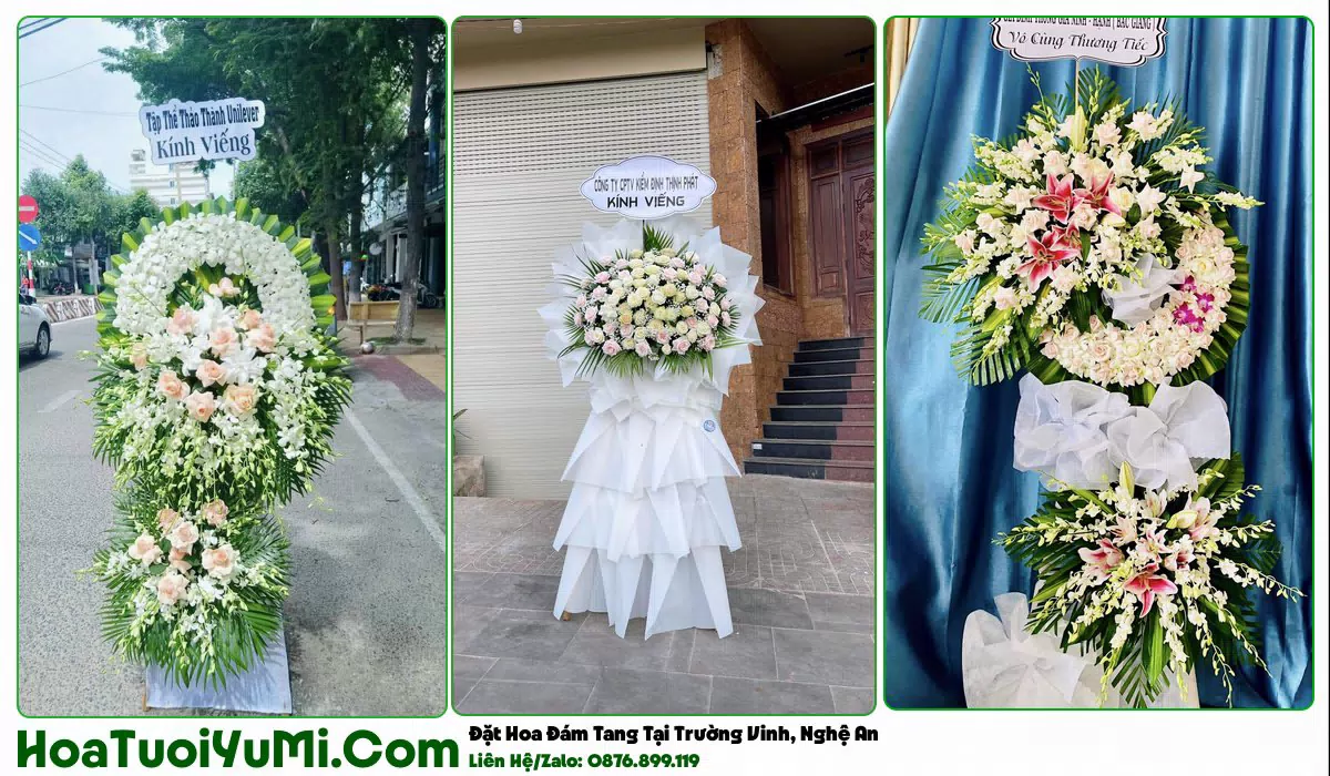 Vòng hoa viếng đám tang tại Phường Trường Vinh