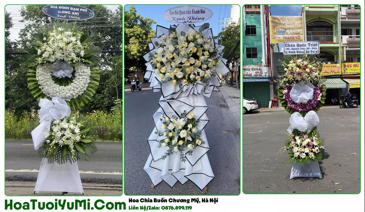 Vòng hoa viếng đám tang tại Phường Chương Mỹ