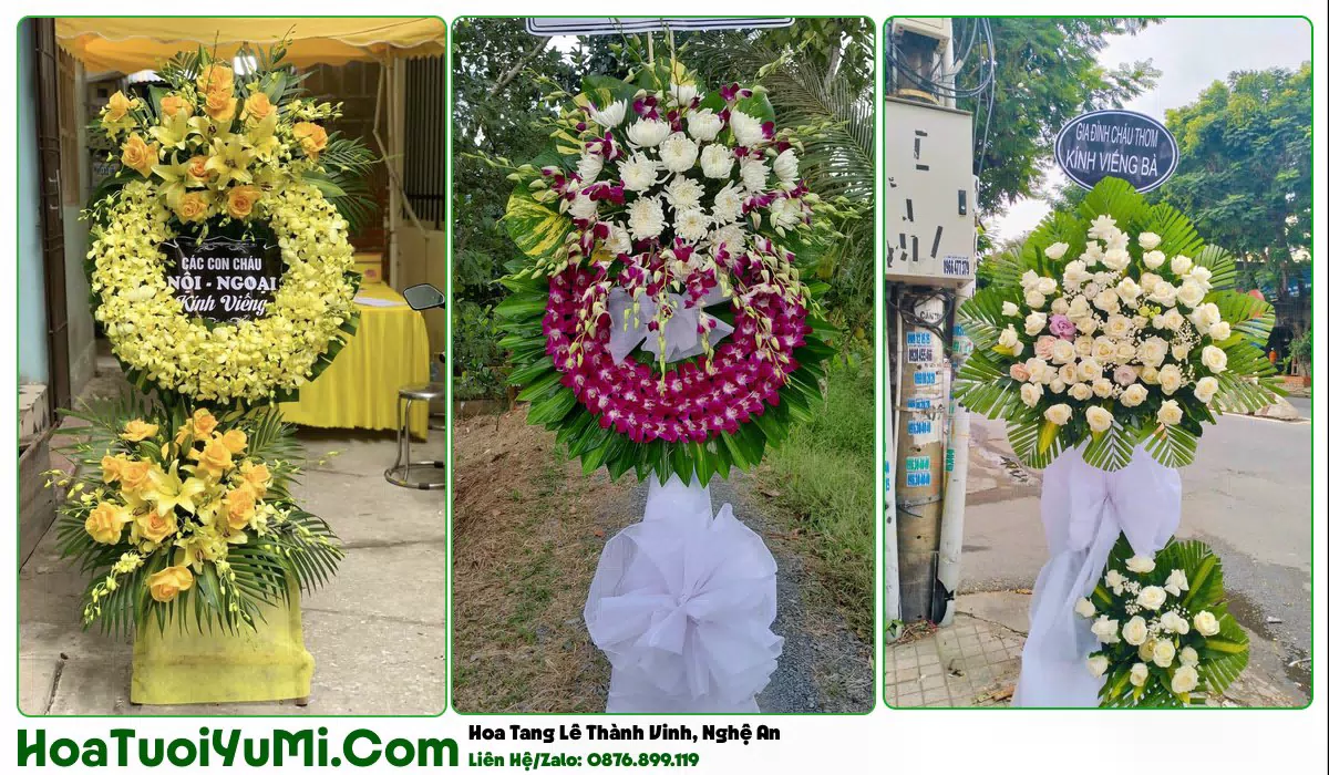 Vòng hoa viếng trắng tại Phường Thành Vinh