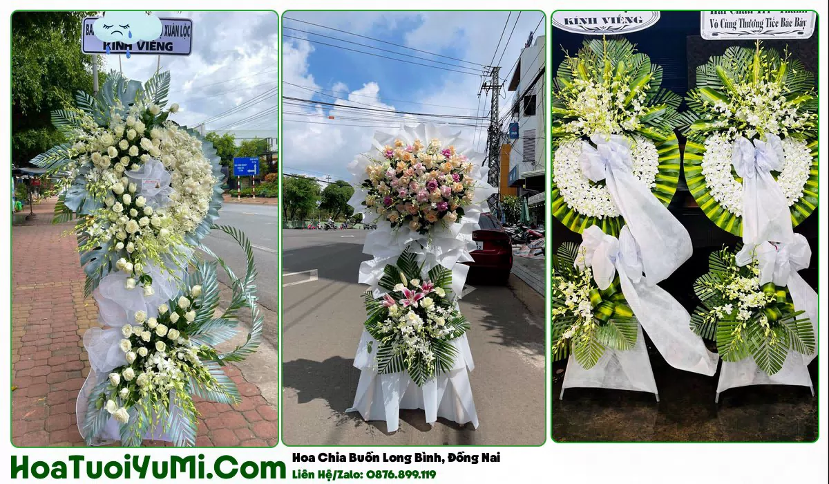 Vòng hoa viếng tại Phường Long Bình