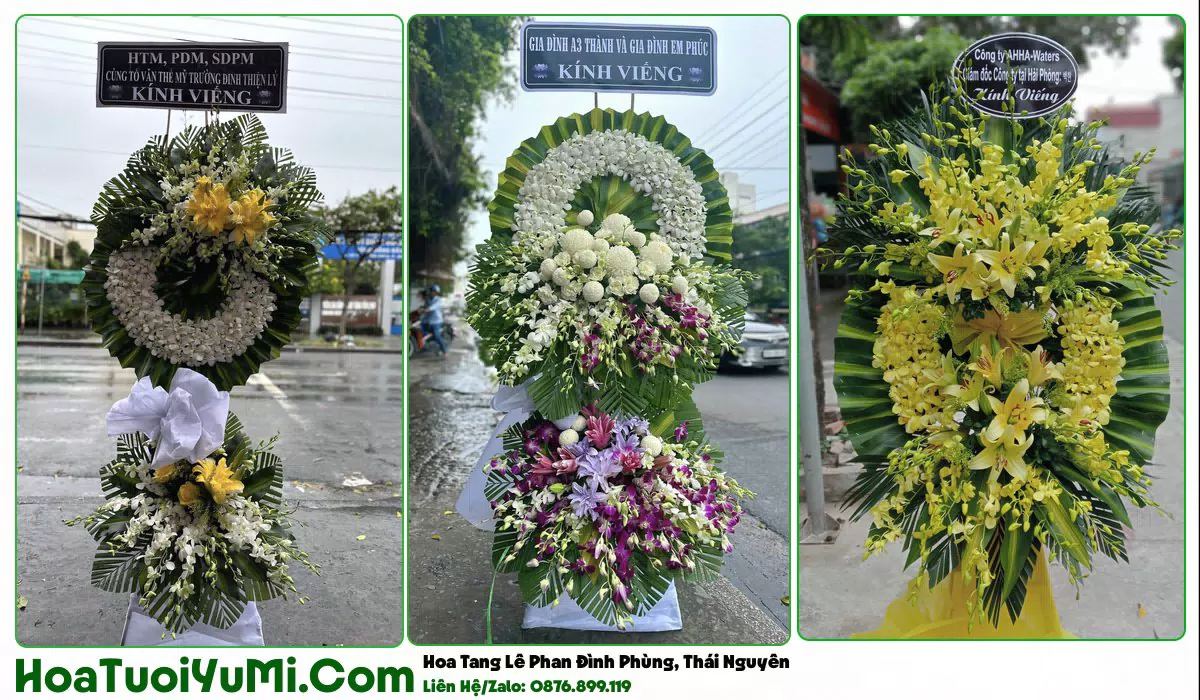 Vòng hoa viếng đám tang tại Phường Phan Đình Phùng