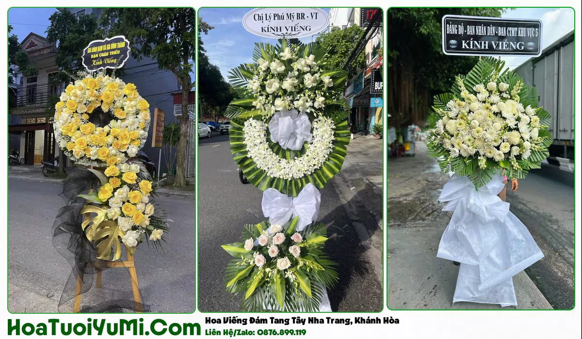 Vòng hoa viếng tang lễ tại Phường Tây Nha Trang
