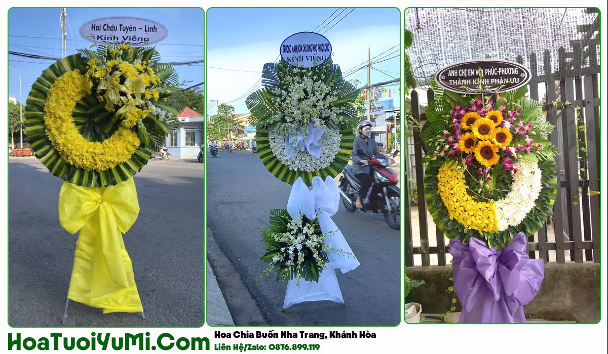 Vòng hoa viếng tang lễ tại Phường Nha Trang