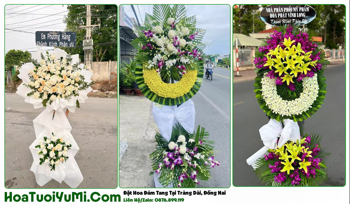 Vòng hoa viếng đám tang tại Phường Trảng Dài, Đồng Nai