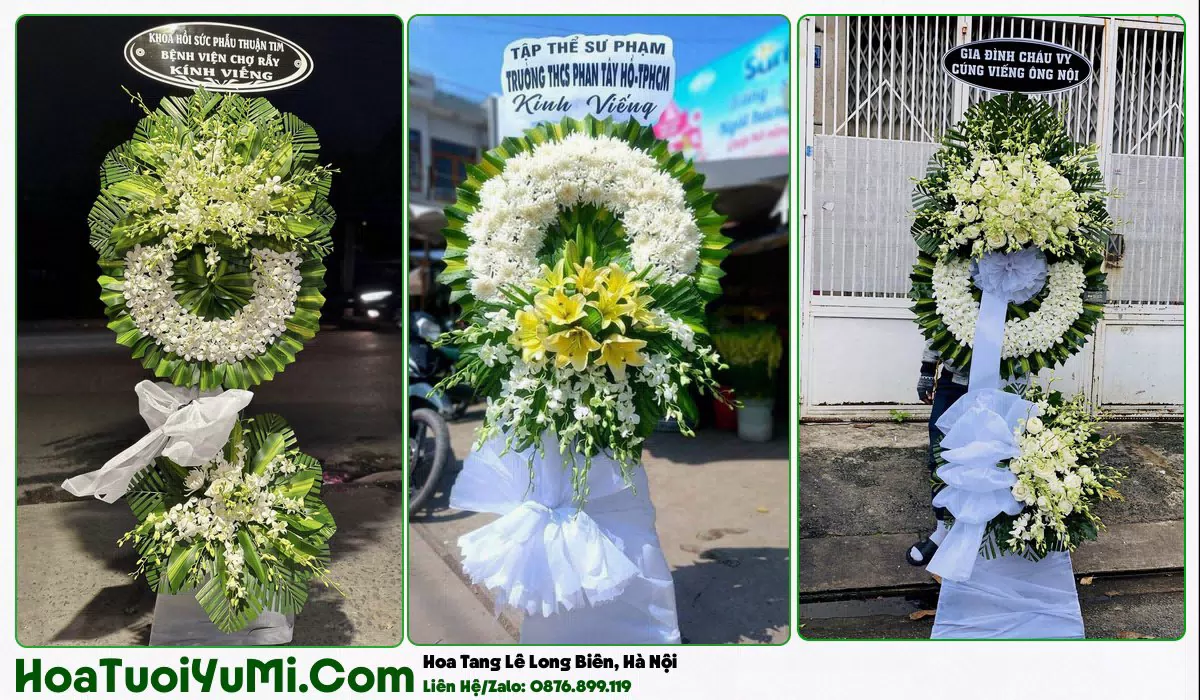 Kệ hoa viếng đám tang tại Phường Long Biên, Hà Nội