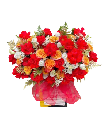giỏ hoa đỏ cam