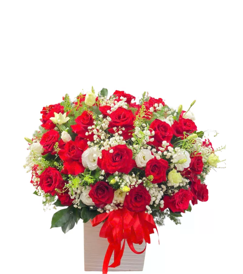 giỏ hoa hồng đỏ mik