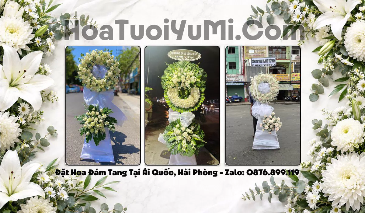 Vòng hoa viếng đám tang tại Phường Ái Quốc, Hải Phòng