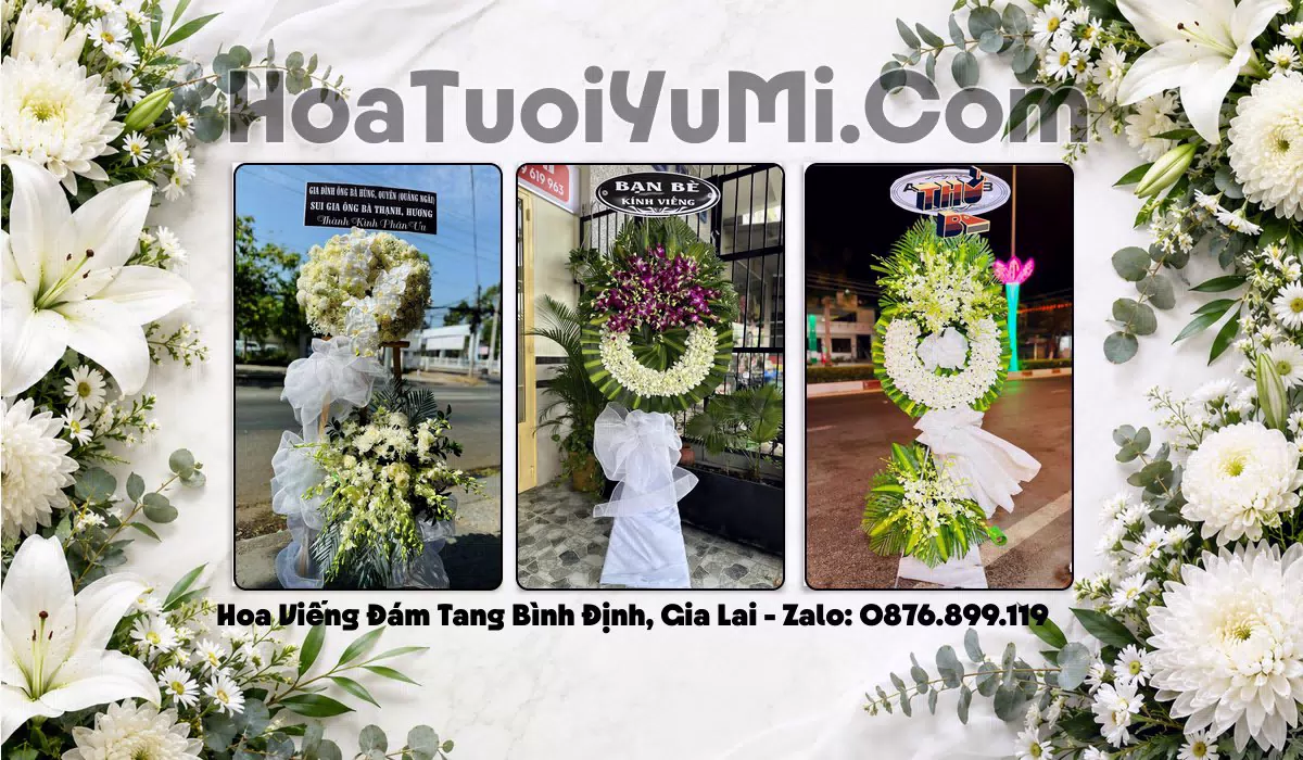 Vòng hoa viếng tang lễ tại Phường Bình Định, Gia Lai