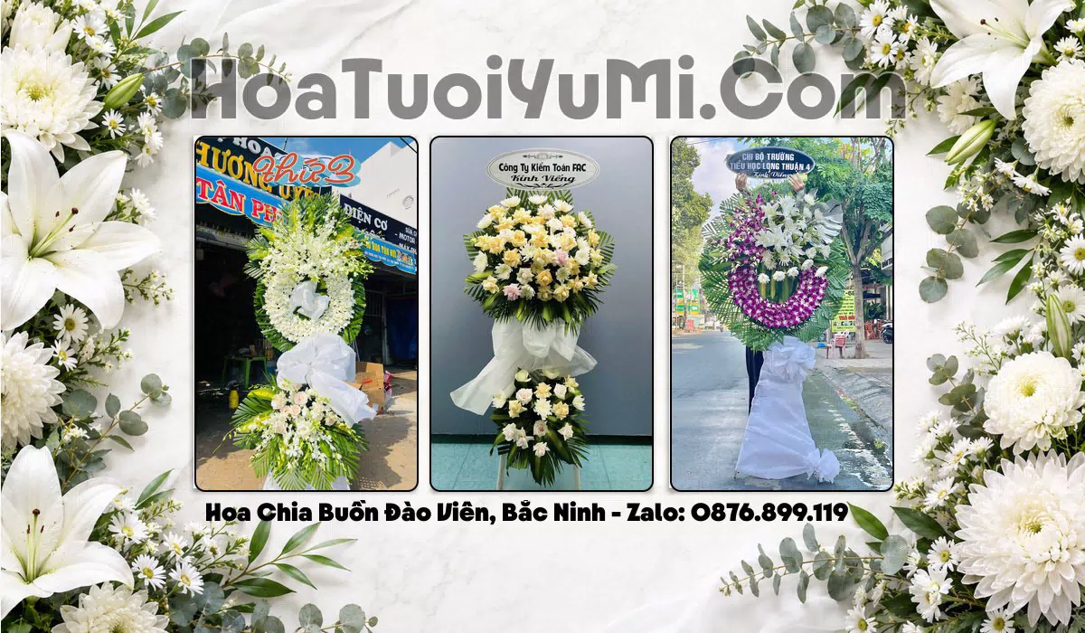 Vòng hoa viếng đám tang tại Phường Đào Viên