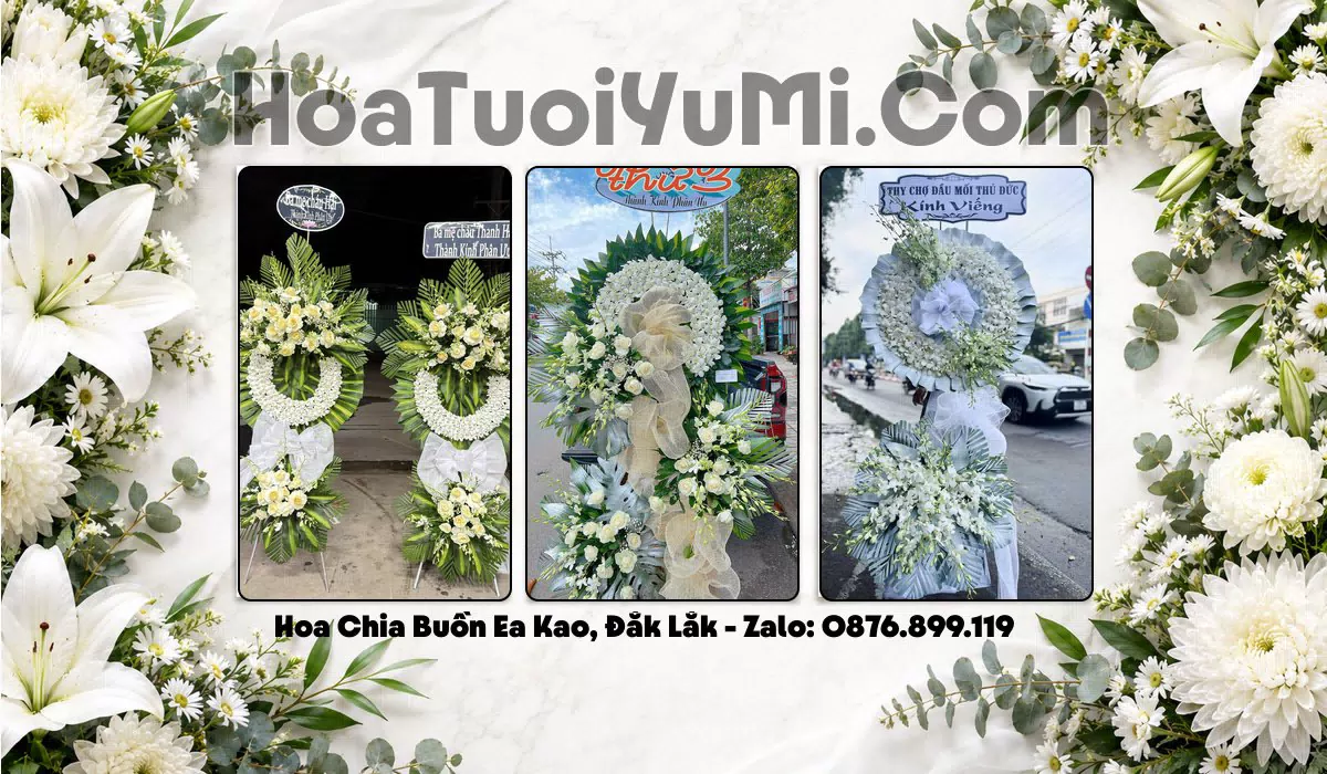 Vòng hoa viếng đám tang tại Phường Ea Kao, Đắk Lắk