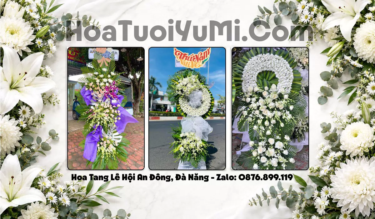 Vòng hoa viếng đám tang tại Phường Hội An Đông, Đà Nẵng