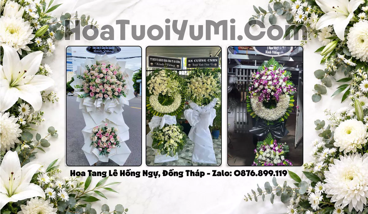 Vòng hoa viếng đám tang tại Phường Hồng Ngự giao kịp giờ