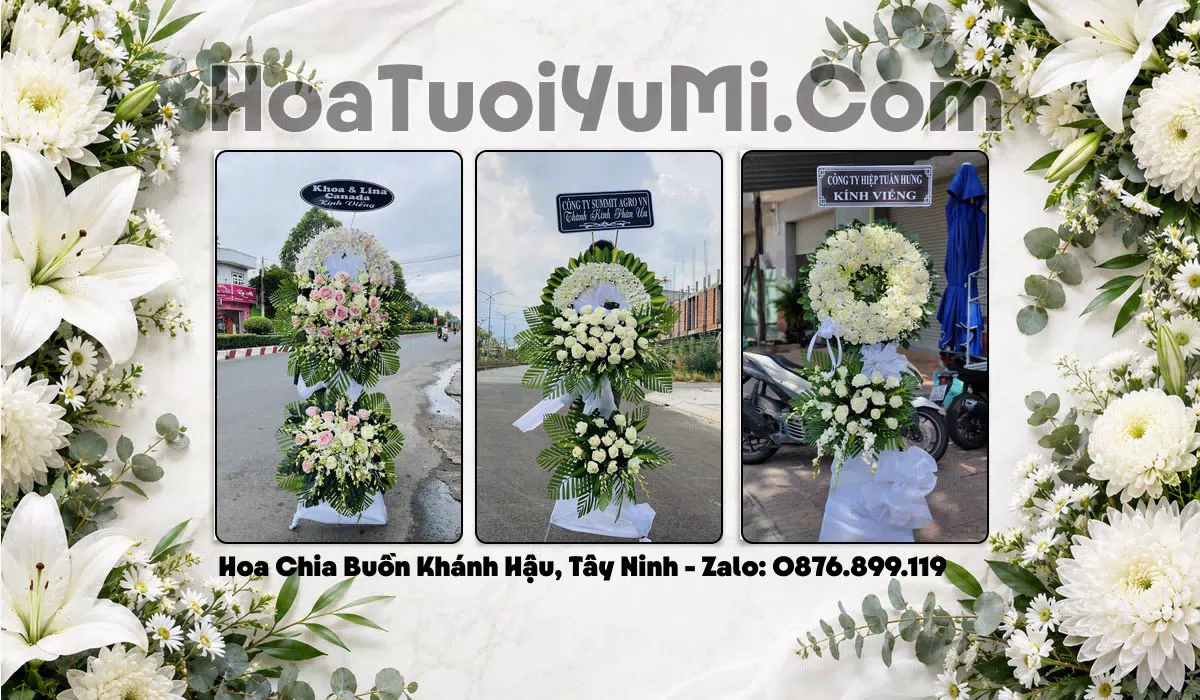 Kệ hoa viếng đám tang tại Phường Khánh Hậu