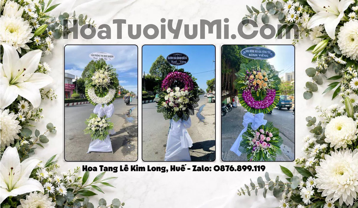 Kệ hoa chia buồn giao tại Kim Long, Huế