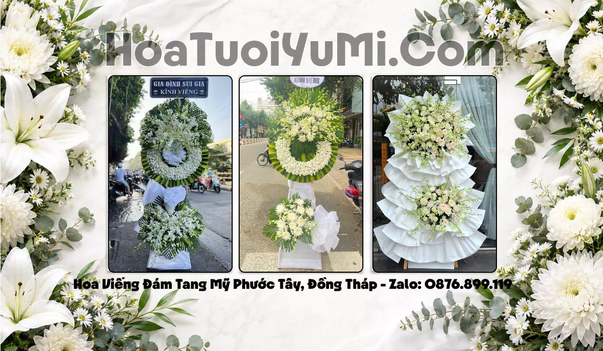 Vòng hoa viếng đám tang tại Phường Mỹ Phước Tây, Đồng Tháp