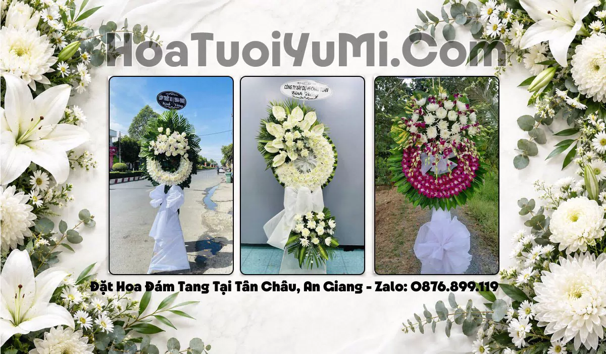 Kệ hoa viếng đám tang tại Phường Tân Châu An Giang