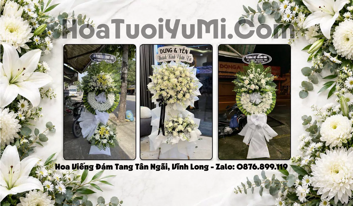 Vòng hoa viếng đám tang giao tại Phường Tân Ngãi, Vĩnh Long