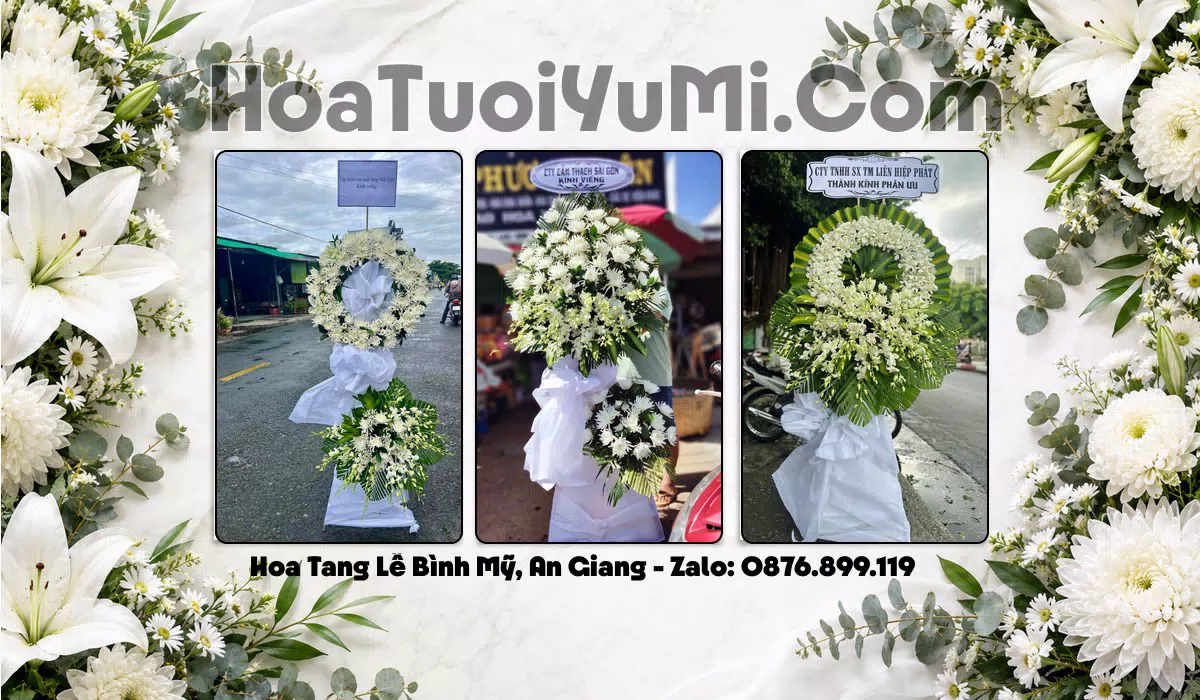 Vòng hoa viếng đám tang giao tại Xã Bình Mỹ, An Giang