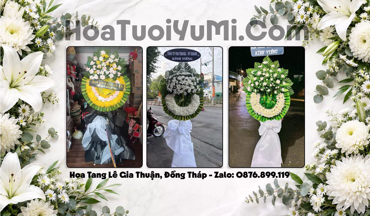 Vòng hoa viếng đám tang tại Xã Gia Thuận