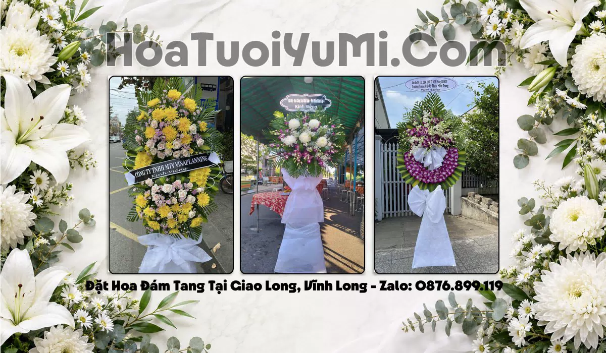 Vòng hoa tang lễ giao tại Xã Giao Long, Vĩnh Long