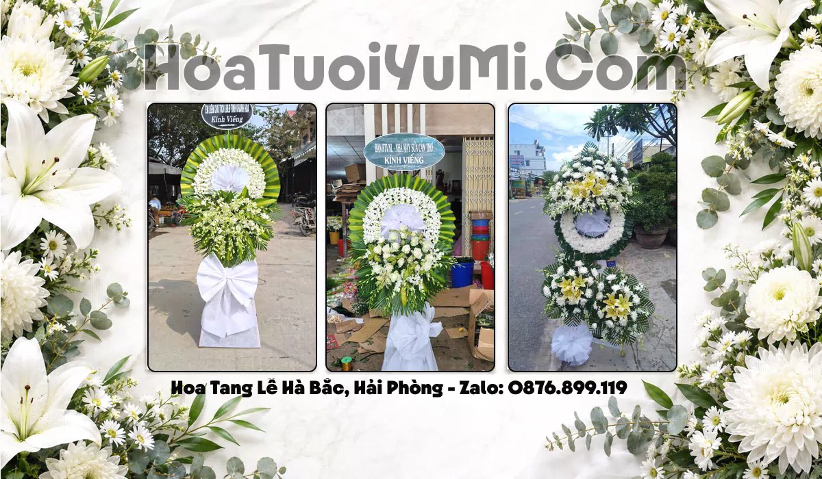 Vòng hoa viếng chia buồn giao tại Xã Hà Bắc, Hải Phòng