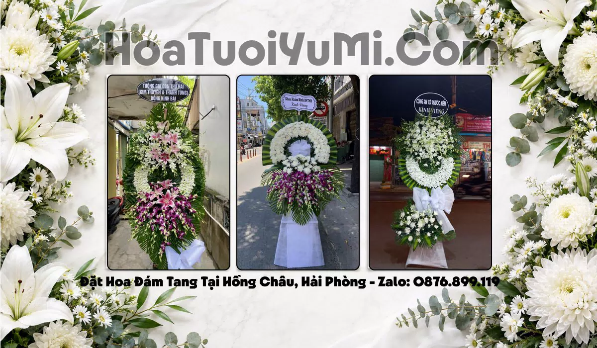 vòng hoa viếng Xã Hồng Châu