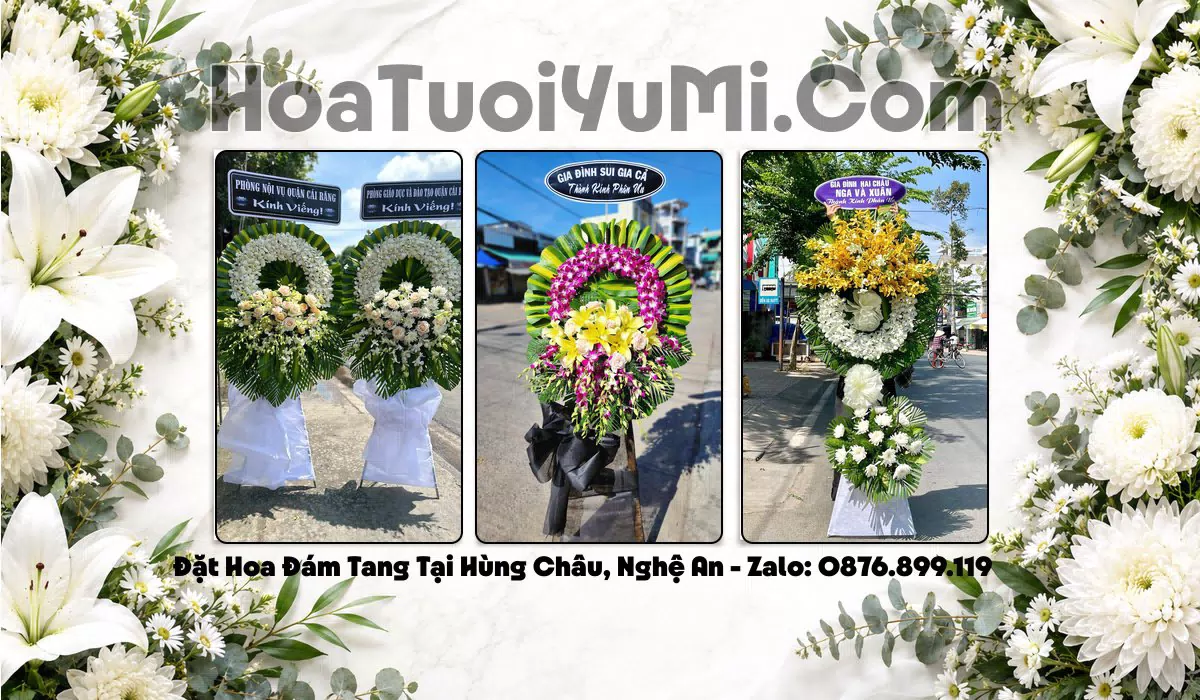 vòng hoa viếng đám tang tại Xã Hùng Châu Nghệ An