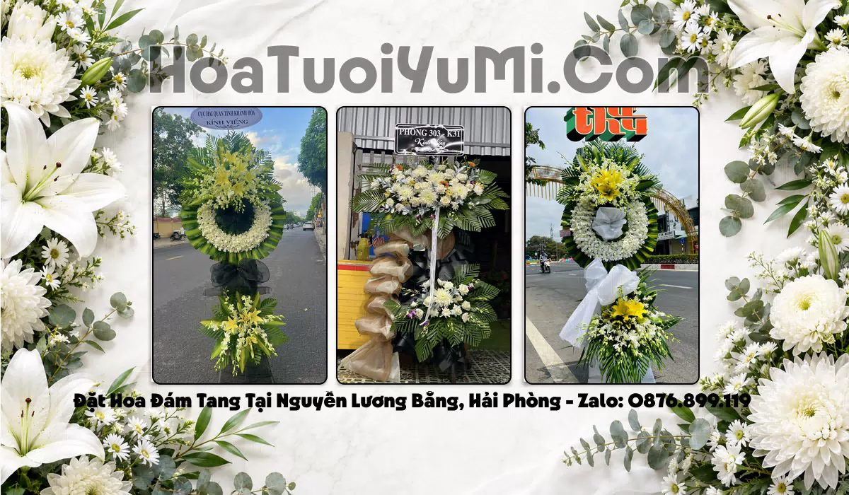 vòng hoa viếng tang lễ tại Xã Nguyễn Lương Bằng, Hải Phòng