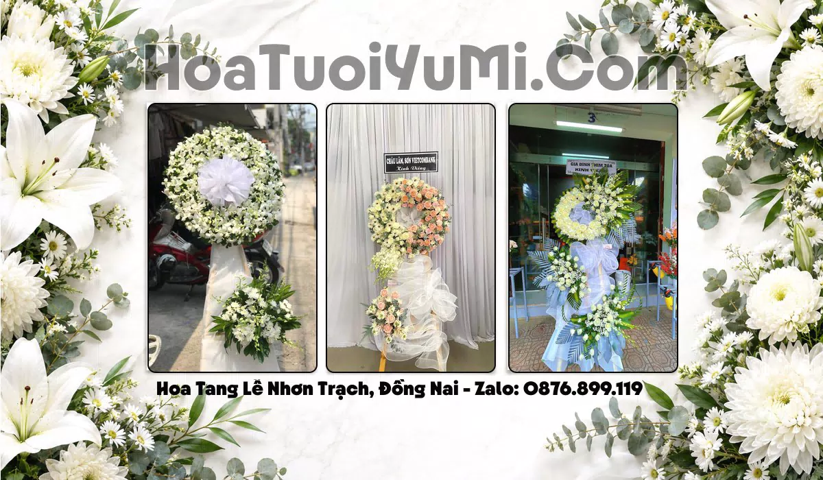 Kệ hoa tang lễ trắng vàng giao tại Xã Nhơn Trạch